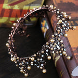 Vintage Pearl Headdress In Diamond-studded Metal - Nioor