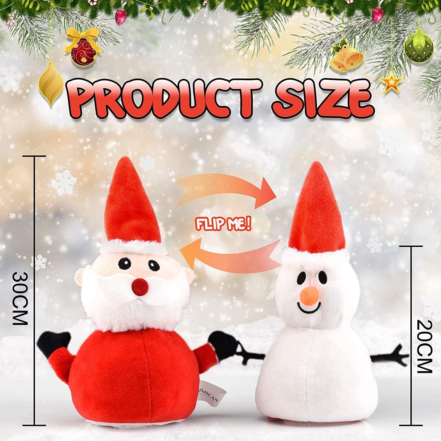 Santa Plush Snowman Plush Toy Reversible Christmas Santa Claus Double Side Stuffed Plushie Soft Doll New Year Birthday Gift for Kids Amazon Platform Banned - Nioor