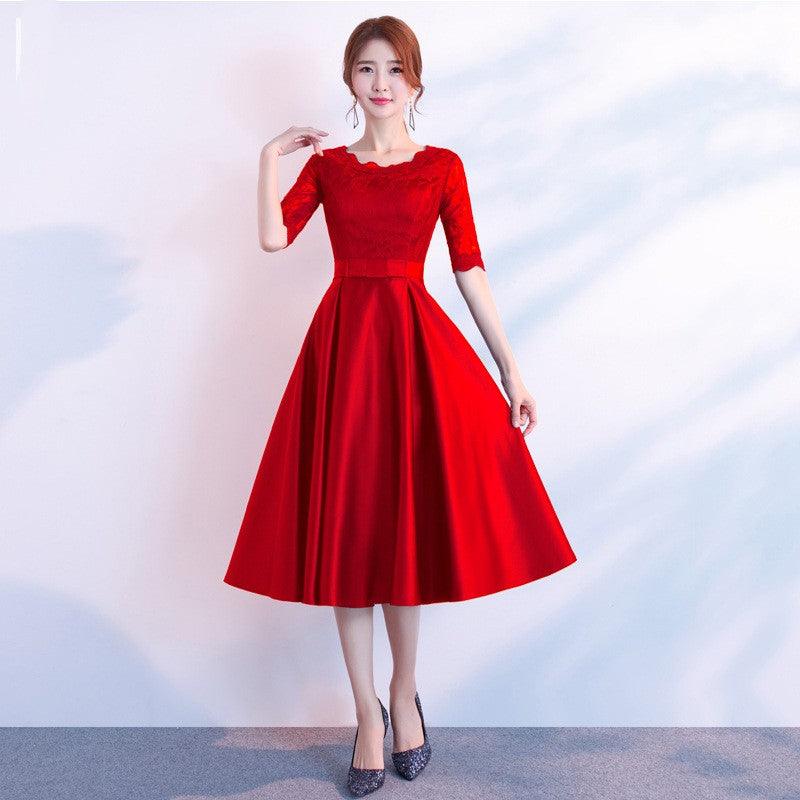 The End Elegant Long Sleeve Thin Company Annual Meeting Black Dress Dress Long Section - Nioor