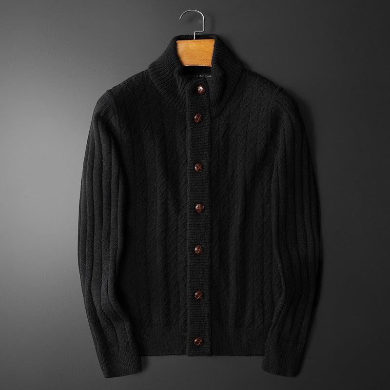 Solid Color Sweater Knitted Sweater Button Men's Cardigan Coat - Nioor