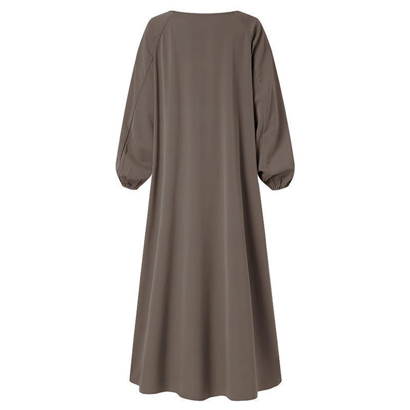 Temperament Commute Solid Color Dress Islamic Muslim Loose Robe