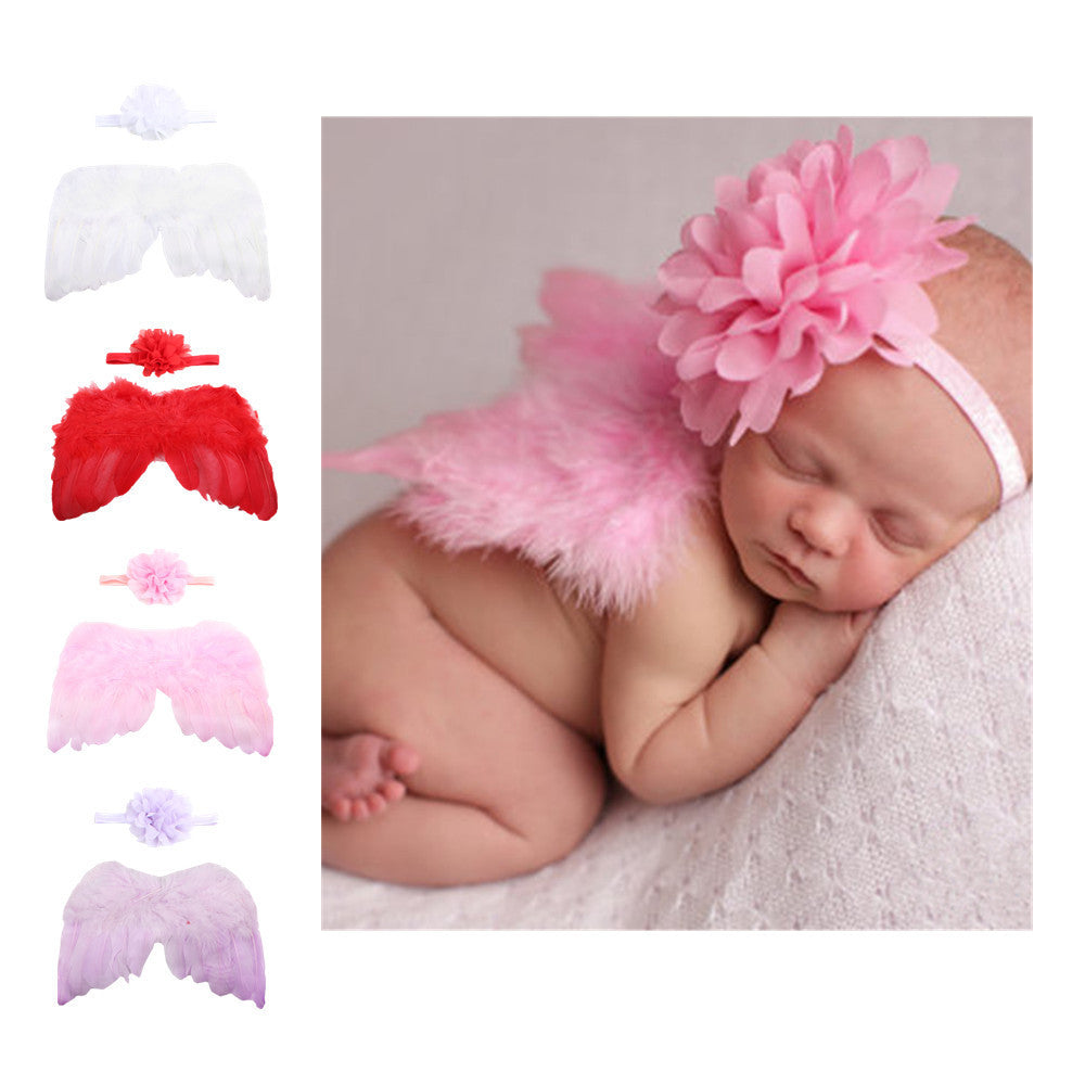 Baby Angel Wings Pointed Flower Hair Tie Set