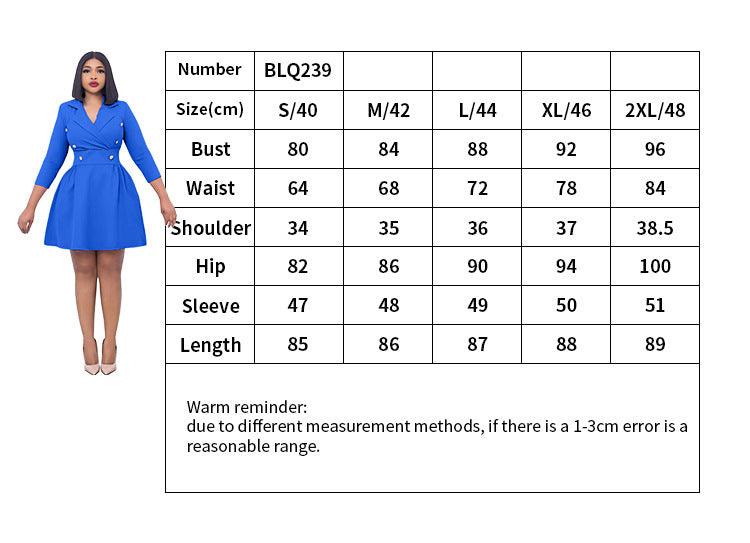 African Women's Elegant Suit Collar Double Breasted Dress - Nioor