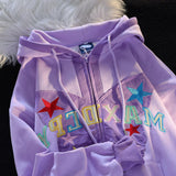 American Retro Alphabet Butterfly Patch Embroidered Hoodie - Nioor