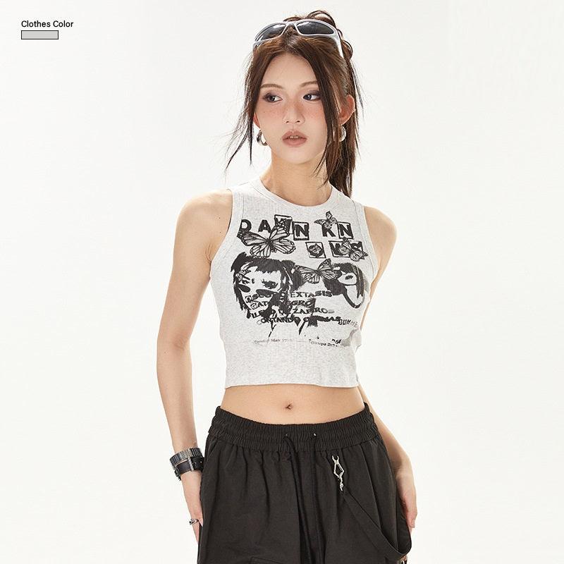 American Style Dark Style Vest Summer New Sleeveless Tight - Nioor