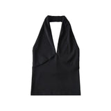 American-style Deep V-neck Halter Vest Women's Outer Wear Design Slim-fit Short High Waist Top - Nioor