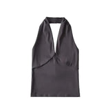 American-style Deep V-neck Halter Vest Women's Outer Wear Design Slim-fit Short High Waist Top - Nioor