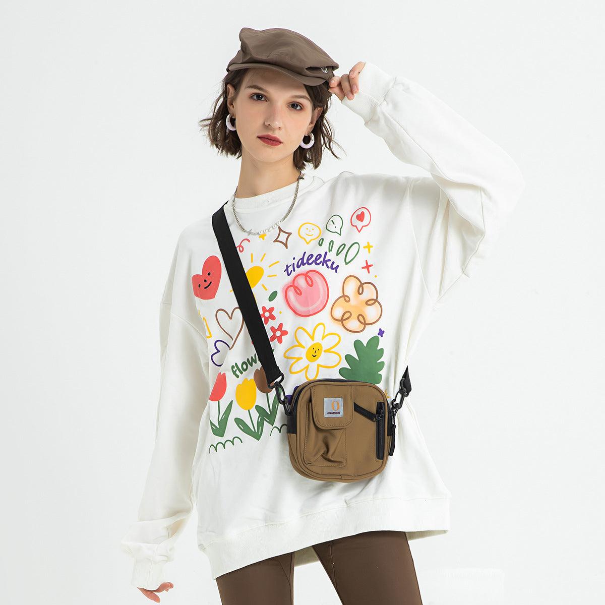 American Tide Brand Round Neck Loose Top Ins Couples Niche Floral Print Sweatshirt - Nioor