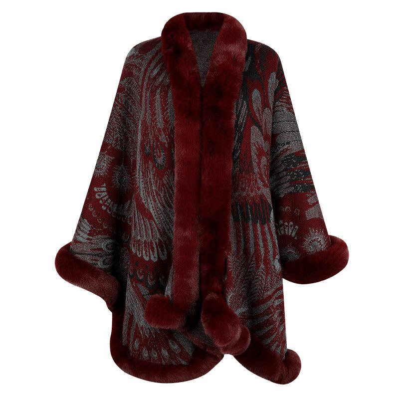 Aristolochia Ringens Knitted Cloak For Women Thickened Warm - Nioor