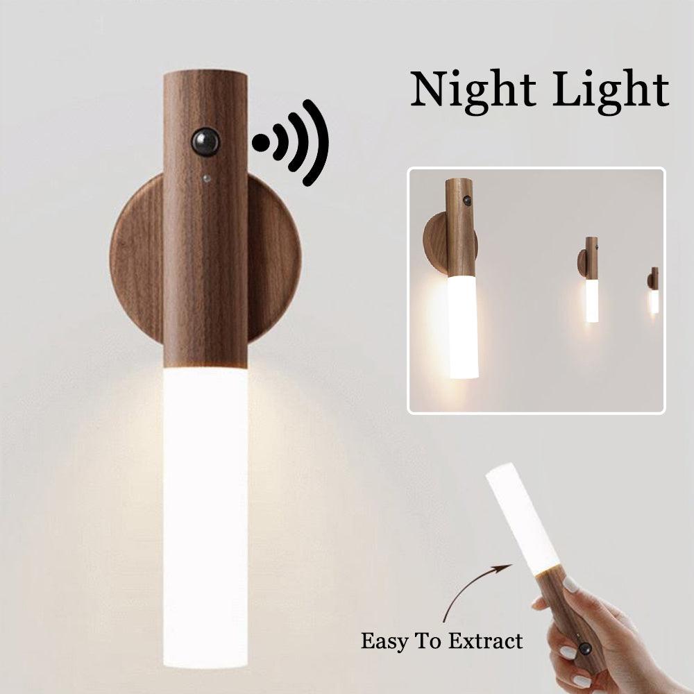 Auto LED USB Magnetic Wood Wireless Night Light Corridors Porch Lights PIR Motion Sensor Wall Light Cabinet Lamp - Nioor