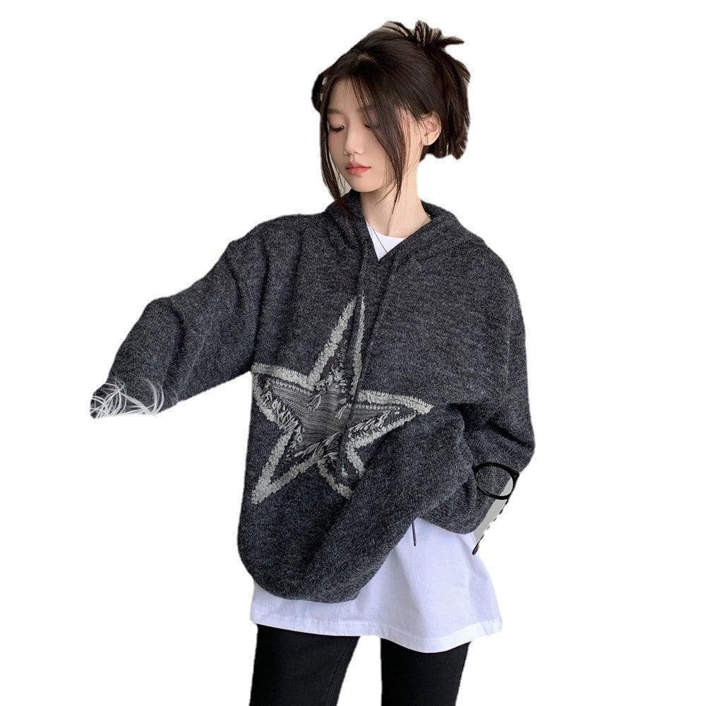 Autumn And Winter American Vintage Old Five-pointed Star Sweater - Nioor