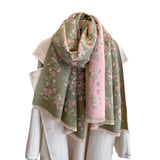 Autumn And Winter Floral Elegant Socialite Style Printed Artificial Cashmere Scarf - Nioor