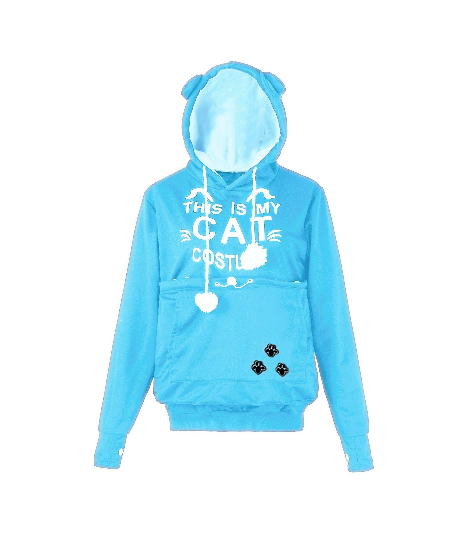 Autumn And Winter Letter Cat Face Printed Coat Alien Cat Kangaroo Long Sleeve Hooded Sweater Women - Nioor