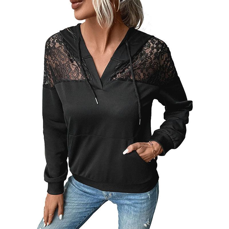 Autumn And Winter New Long Sleeve Black Women's Hoodie Sweater - Nioor