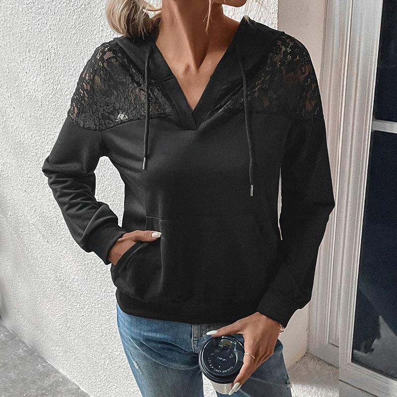 Autumn And Winter New Long Sleeve Black Women's Hoodie Sweater - Nioor