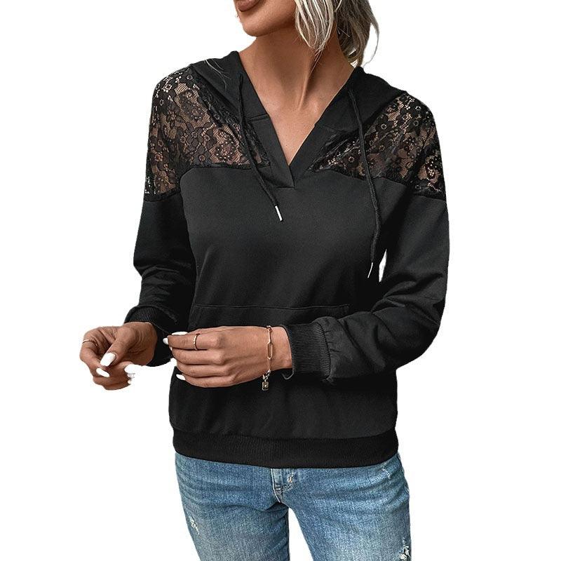 Autumn And Winter New Long Sleeve Black Women's Hoodie Sweater - Nioor