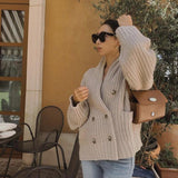 Autumn And Winter Sweater Women's Niche V-neck Double-breasted Knitted Jacket - Nioor