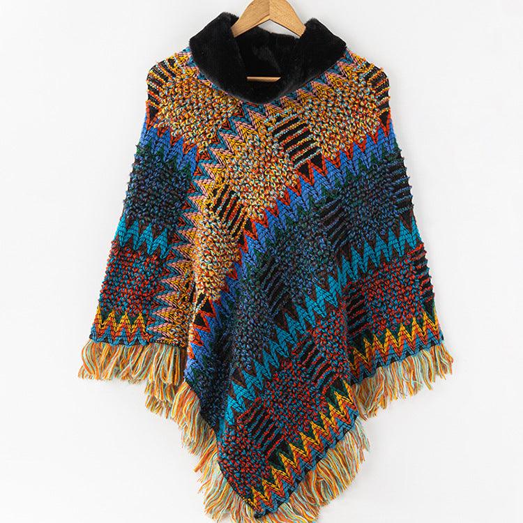 Autumn And Winter Turtleneck Knitted Shawl For Women - Nioor