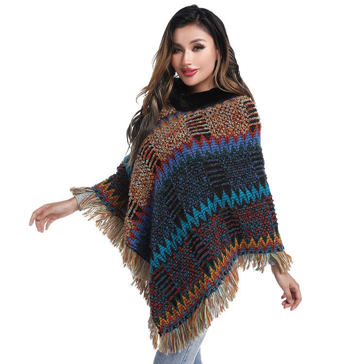 Autumn And Winter Turtleneck Knitted Shawl For Women - Nioor