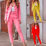 Autumn And Winter Women's Long-sleeved Small Suit Trousers Two-piece Suit - Nioor