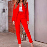 Autumn And Winter Women's Long-sleeved Small Suit Trousers Two-piece Suit - Nioor