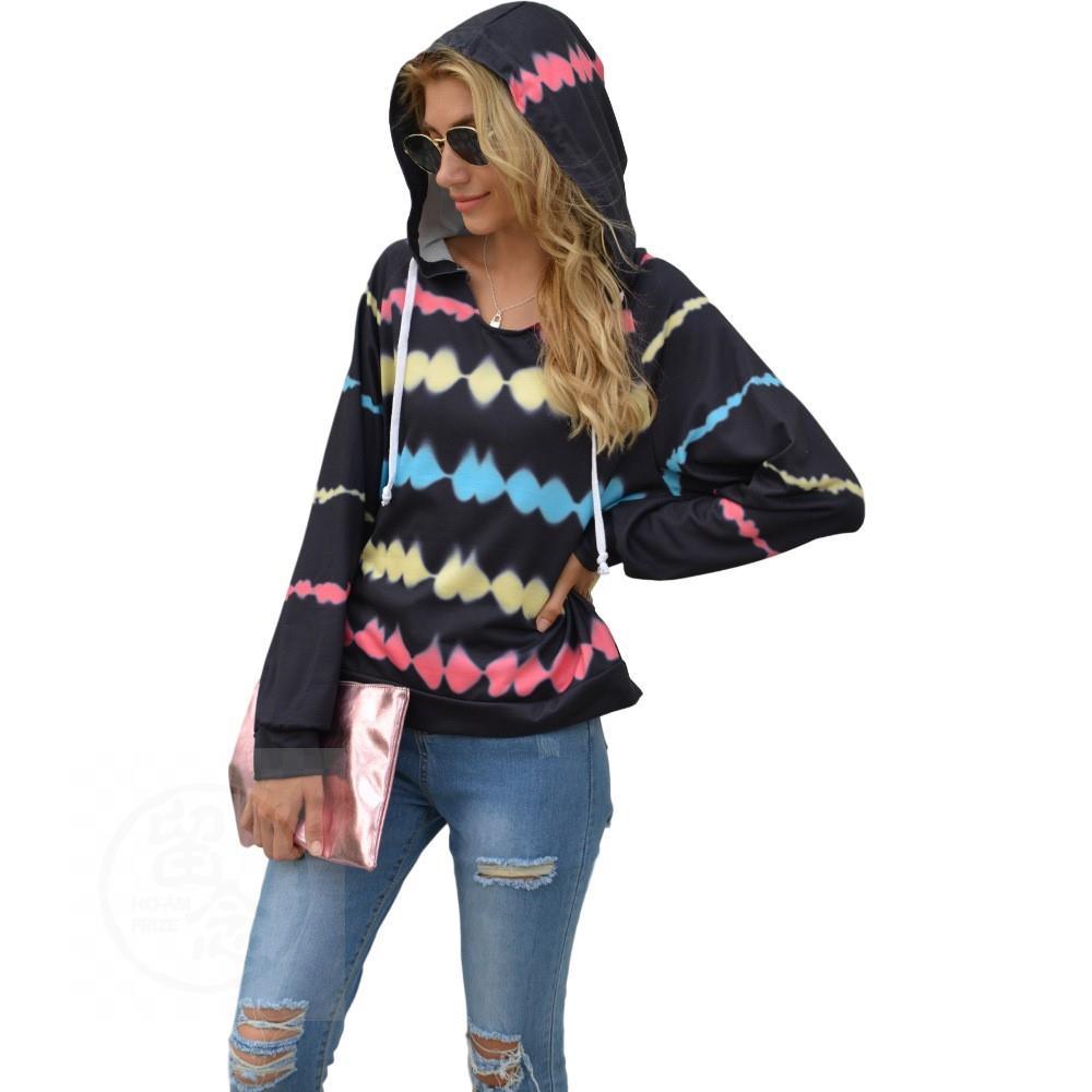 Autumn And Winter Women's Striped Hoodie - Nioor