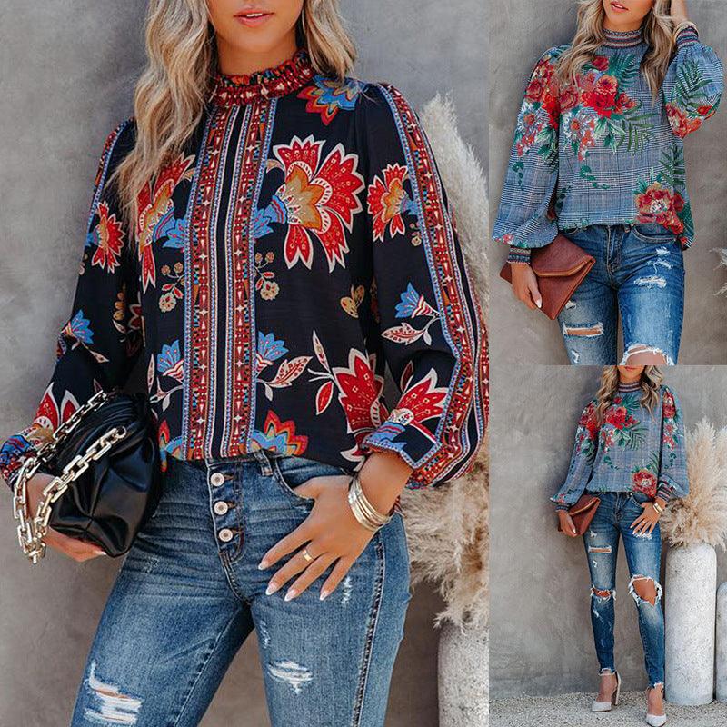 Autumn Women's Fashion Printed Long Sleeve Loose Casual Shirt - Nioor