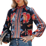 Autumn Women's Fashion Printed Long Sleeve Loose Casual Shirt - Nioor