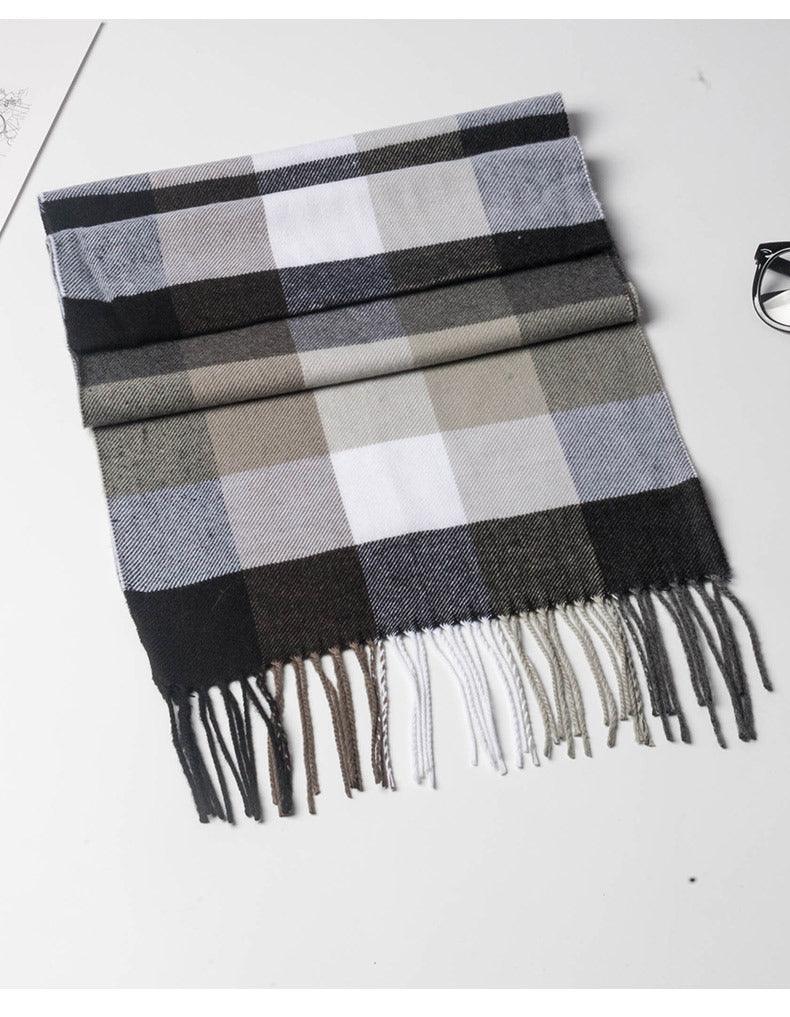 Stylish And Versatile Men's Plaid Warm Scarf - Nioor