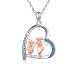 925 Sterling Silver Sister Heart Shape Necklace Always My Sister Forever My Friend - Nioor