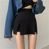 Plus Size Black Skirt For Women Split High Waist - Nioor