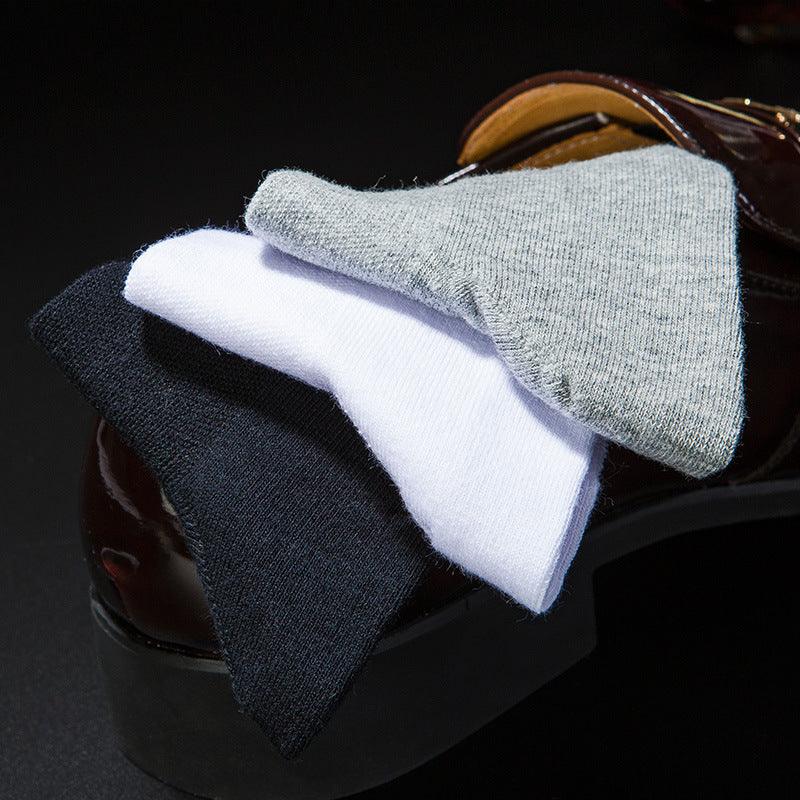 Men's Fashion Solid Color Cotton Sweat-absorbing Mid-calf Socks - Nioor