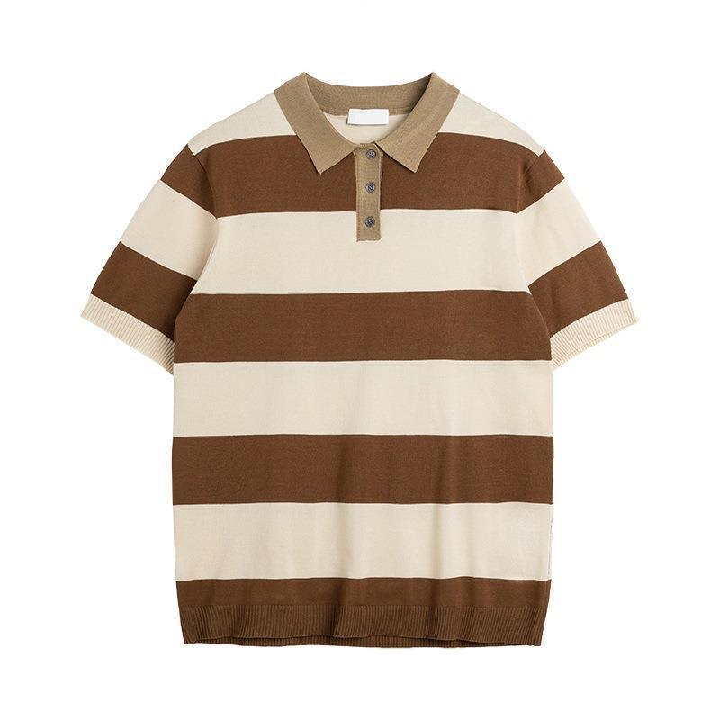 Business Striped Short-sleeved T-shirt Men - Nioor