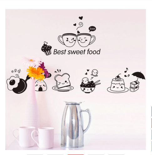 Restaurant Kitchen Happy Western Food Refrigerator Coffee Sticker - Nioor