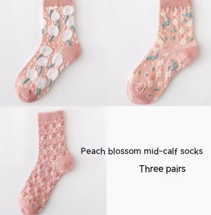 Korean Version Flower Three-dimensional Spring And Autumn Long Socks - Nioor