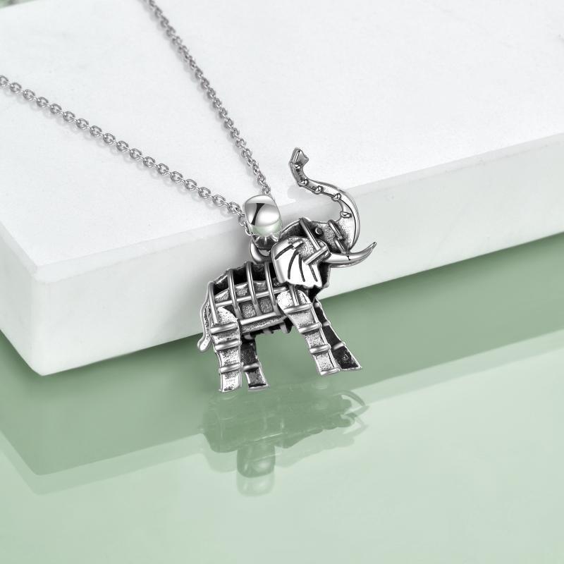 Sterling Silver Oxidized Elephant Pendant Necklace for Women and Men - Nioor