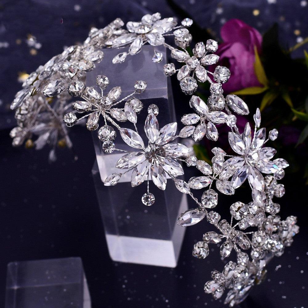 Rhinestone Leaf Handmade Headband Bridal Wedding Headdress - Nioor