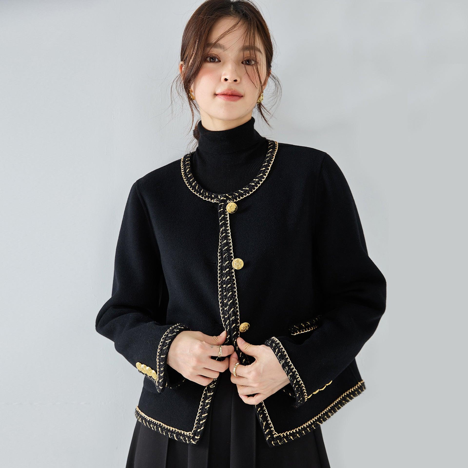 Heavy Industry Woven Chain Classic Style Double-faced Woolen Goods Coat - Nioor