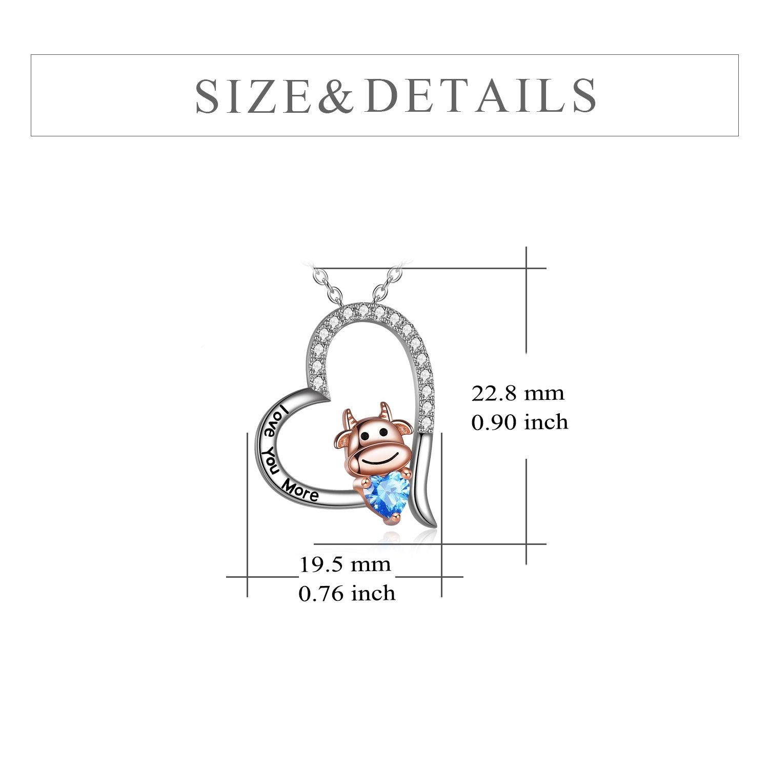 Sterling Silver Year of The OX Jewelry Cubic Zirconia Heart Cow Pendant Necklace - Nioor