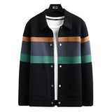 Men's Fall Lapels Color Matching Cardigan Sweater Coat - Nioor
