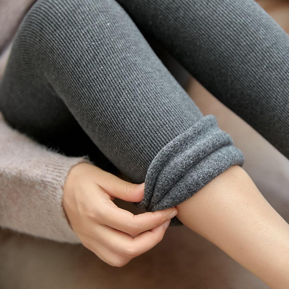 High Waist Stripes Leggings Winter Warm Thick High Stretch Imitation-cashmere Trousers Skinny Fitness Woman Pants - Nioor