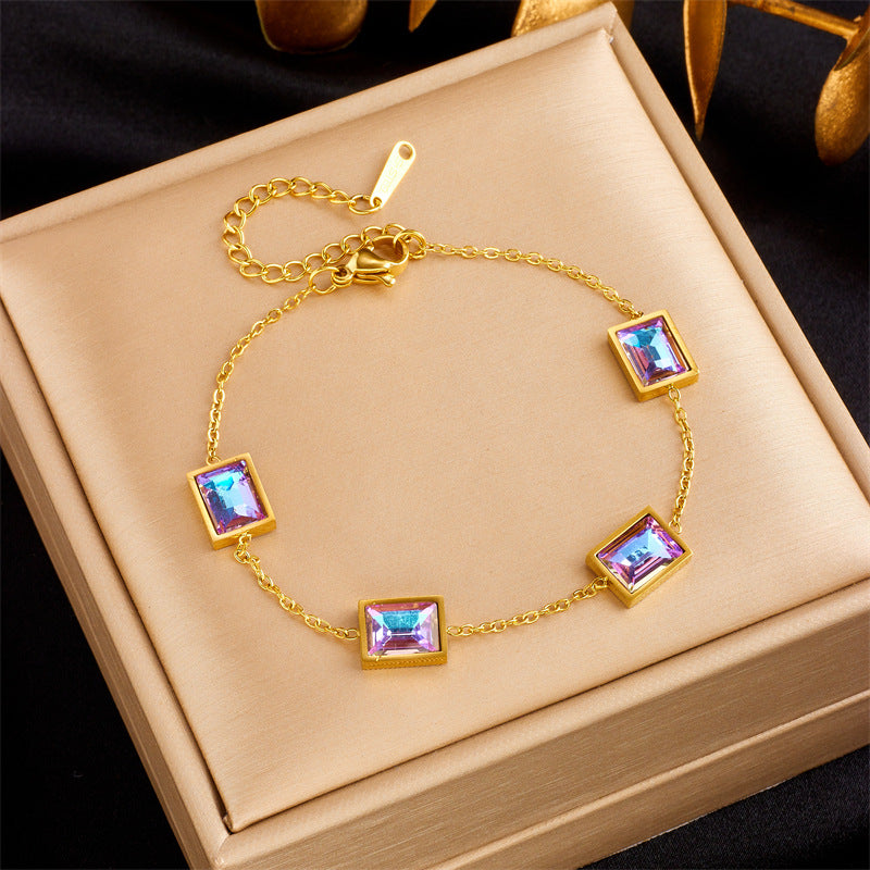 Affordable Luxury Fashion Elegant High-grade Colorful Geometric Glass Bracelet