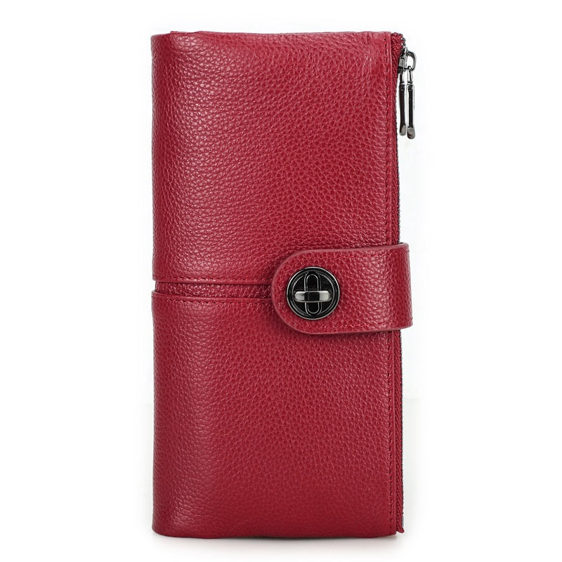 Long Buckle Cowhide Wallet