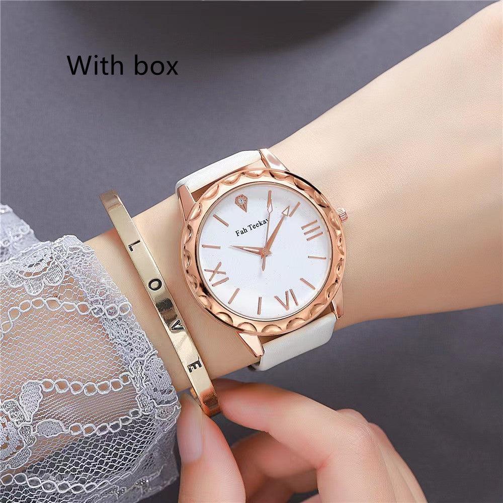 Glitter Face Simple Fashion All-match Belt Women's Watch Gift Box Suit Quartz Wrist Watch - Nioor