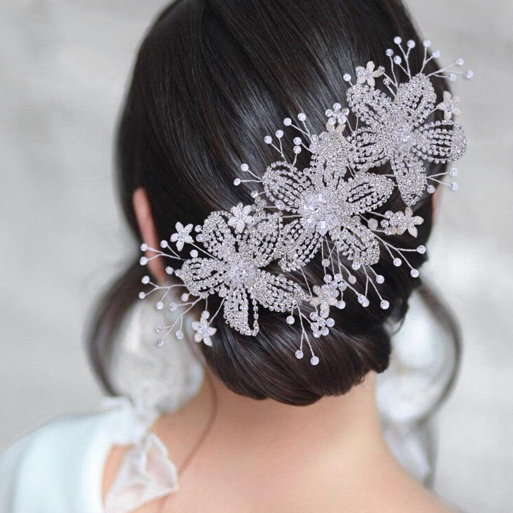 Flower Rhinestone Hair Accessories Bridal Wedding Hair Band - Nioor