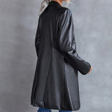 Women's Leather Slim Long-sleeved Windbreaker Blazer Top - Nioor