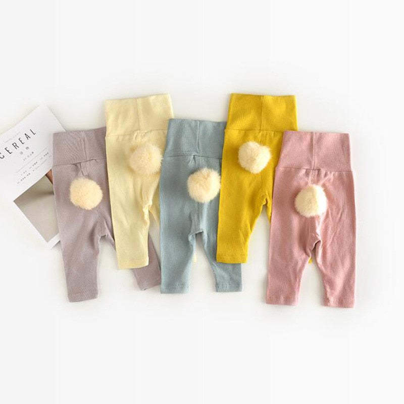 Baby Solid Color Pit Cotton High-waisted Pants