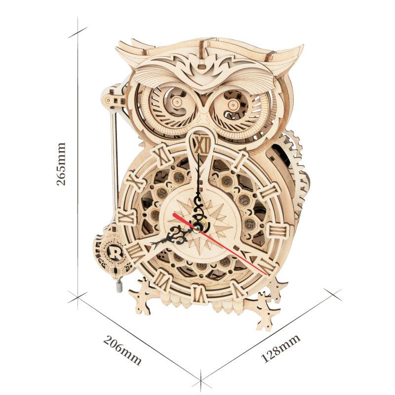 Robotime Rokr Creative DIY Toys 3D Owl Wooden Clock Building Block Kits For Children Christmas Gifts Home Decoration LK503 - Nioor