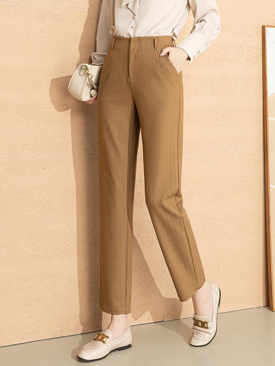 Women's High Waist Straight Leg Skinny Draped Western Pants - Nioor