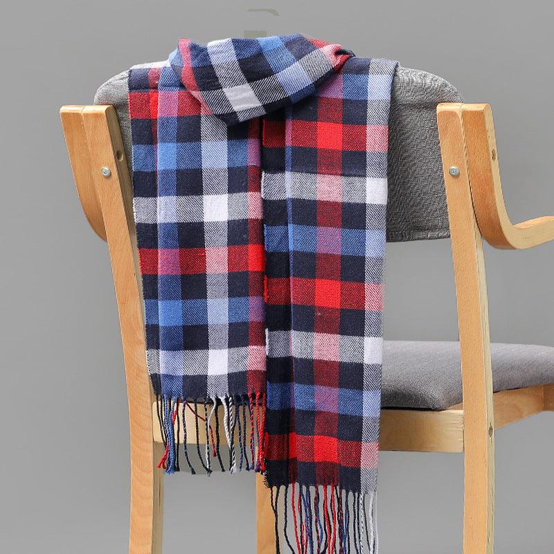 British Plaid Imitation Cashmere Tassels Couple Parent-child Men's Scarf - Nioor